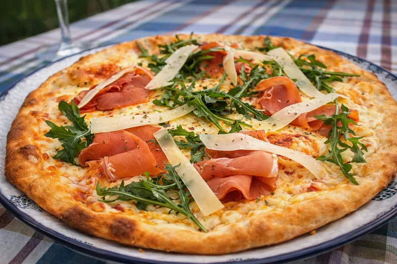 Pizza de prosciutto y rúcula en Rasa, Las Palmas